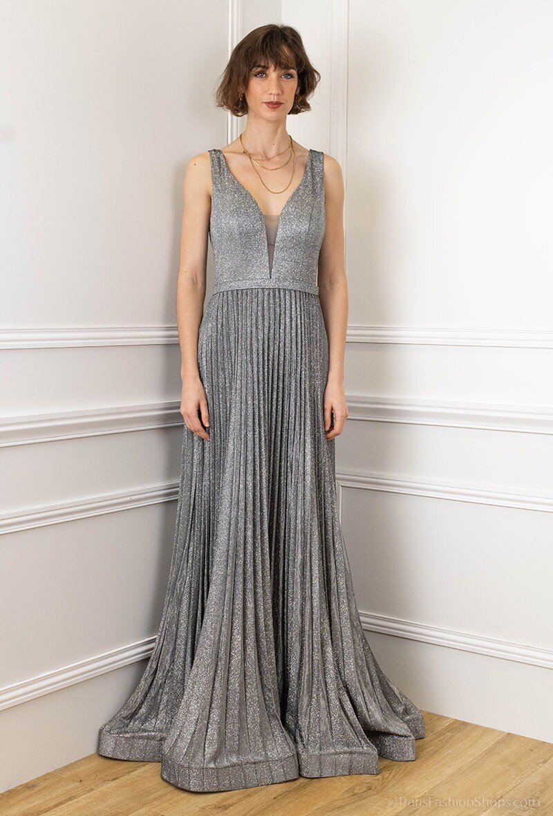 Grossiste Lautinel - Robe de soirée plissé brillante