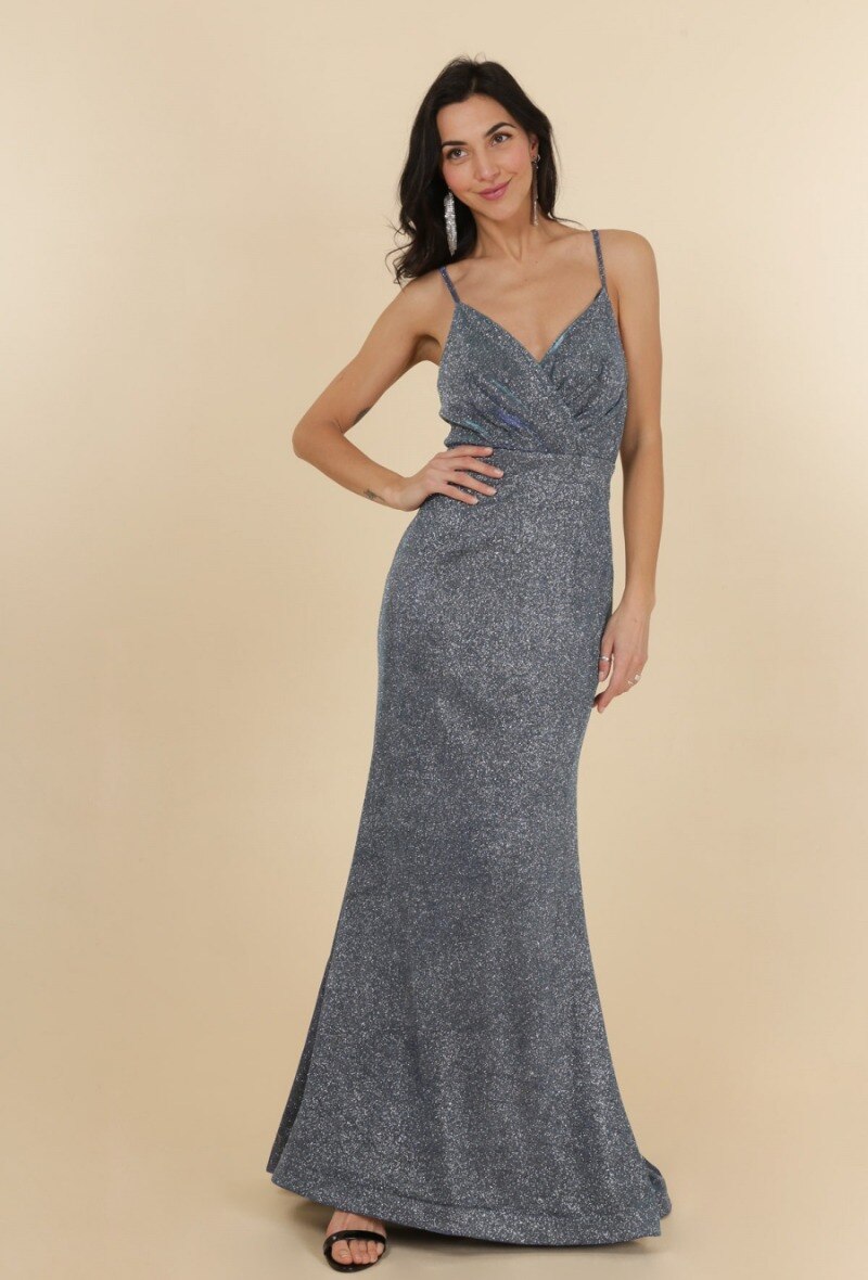 Grossiste Lautinel - Robe de soirée brillante à dos nu