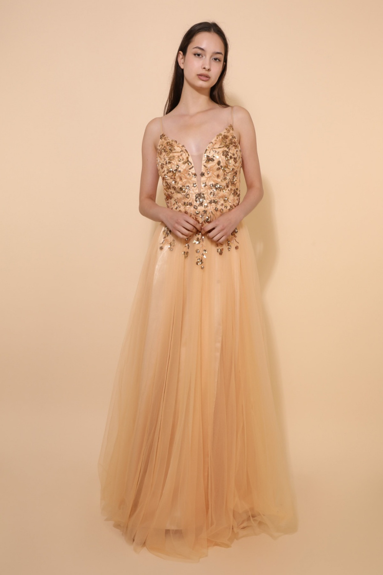 Wholesaler Lautinel - V-neck evening dress with strap