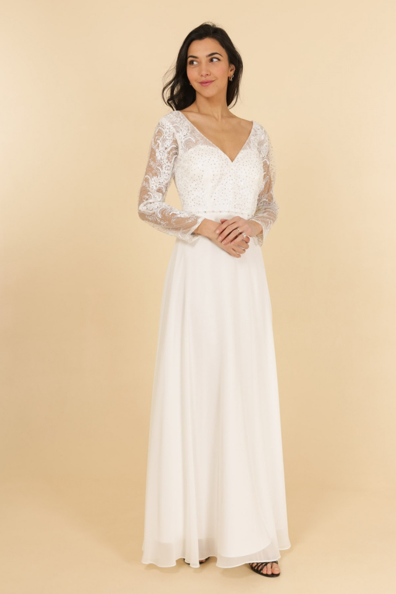 Grossiste Lautinel - Robe de soirée strass à manche