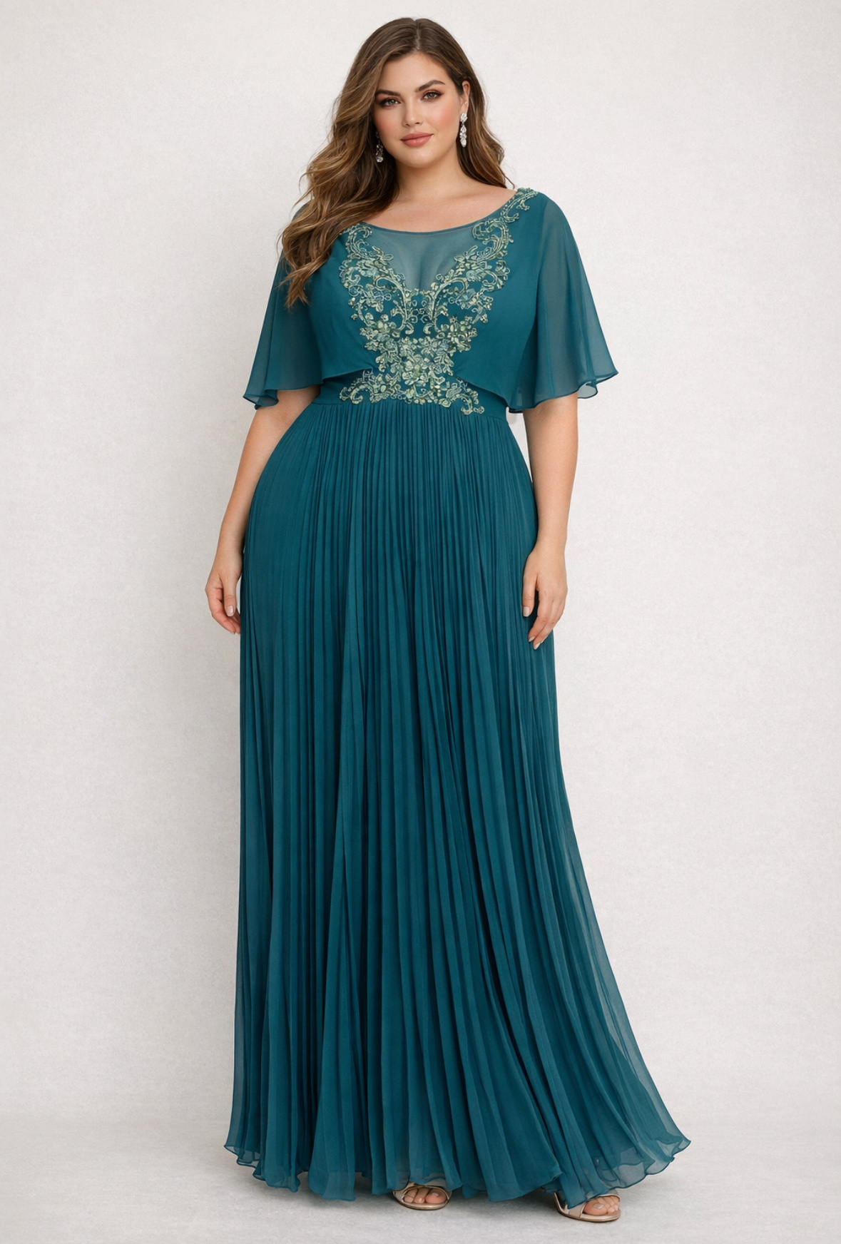 Grossiste Lautinel - Robe de soirée plisée à manche