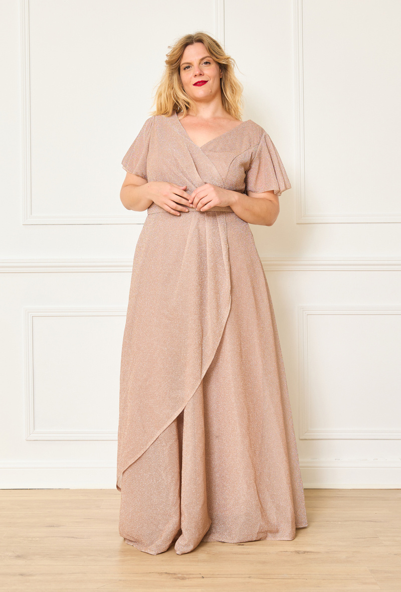 Wholesaler Lautinel - Plus size half sleeve evening dress
