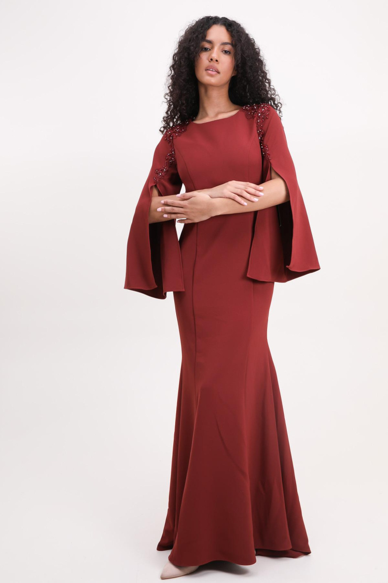 Wholesaler Lautinel - Long evening dress round neck with sleeves