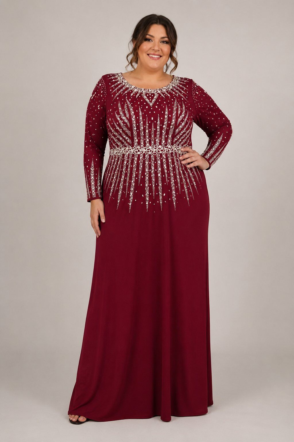 Grossiste Lautinel - Robe longue à manches élégante ornée de strass