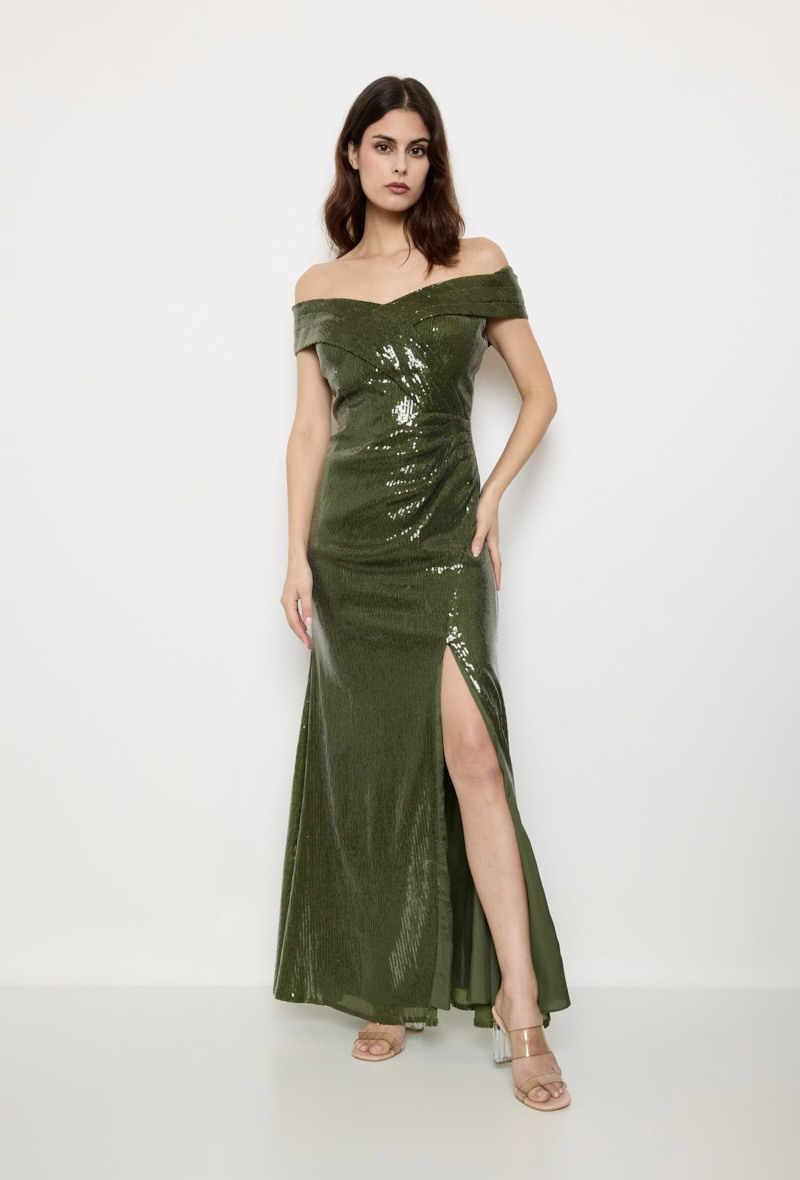 Wholesaler Lautinel - Long Dress of Singling Evening in Sequin with boat collar