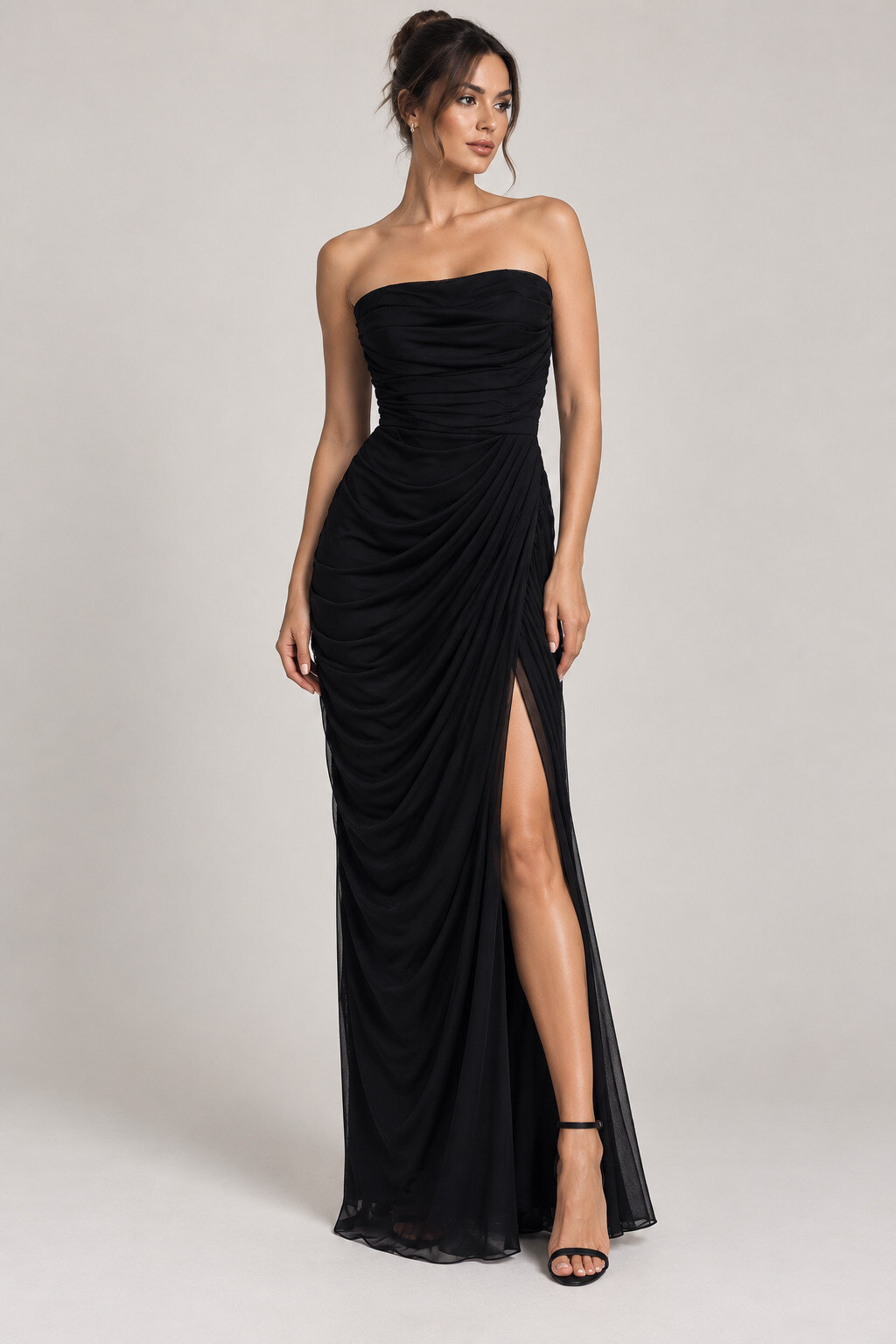 Grossiste Lautinel - Robe longue de soirée bustier drapé