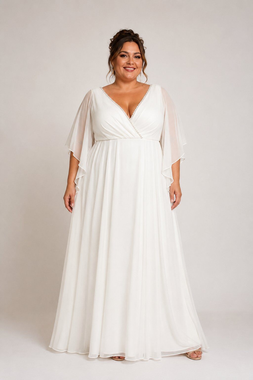 Grossiste Lautinel - Robe longue de soirée grande taille avec manchettes