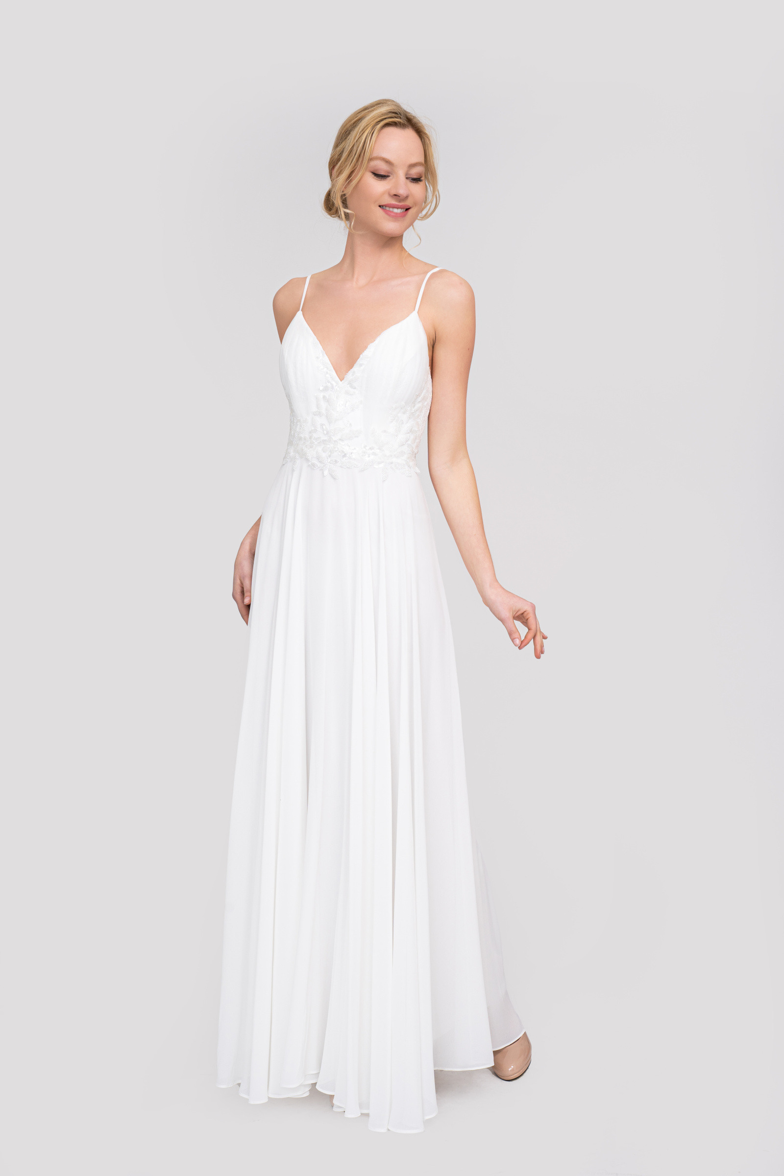 Grossiste Lautinel - Robe longue de soirée bretelle fine