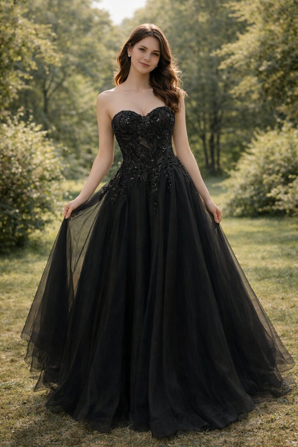 Grossiste Lautinel - Robe bustier longue de soirée en tulle évasé perlé brodé avec une étole