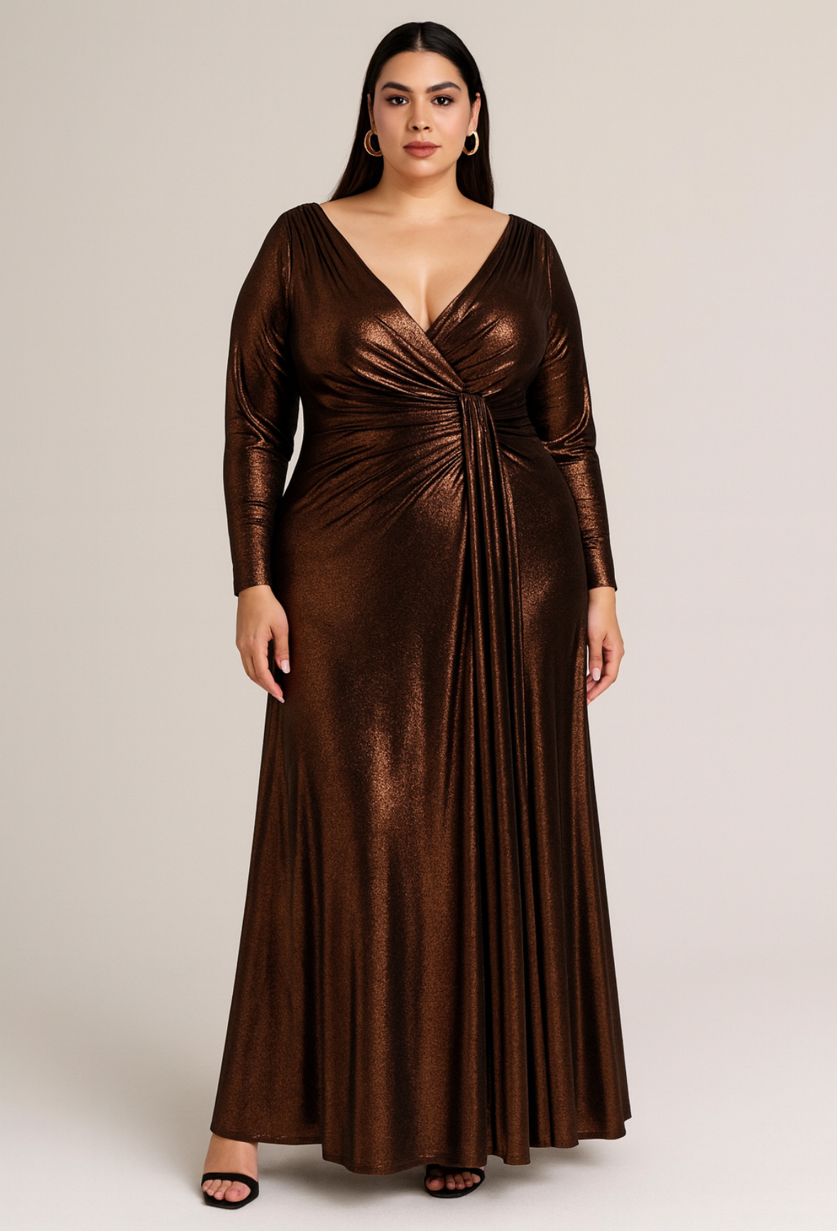 Grossiste Lautinel - Robe longue de soirée métallisée