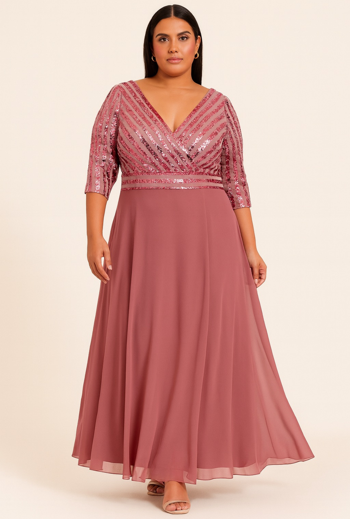 Wholesaler Lautinel - Large evening dress with sequin sleeves