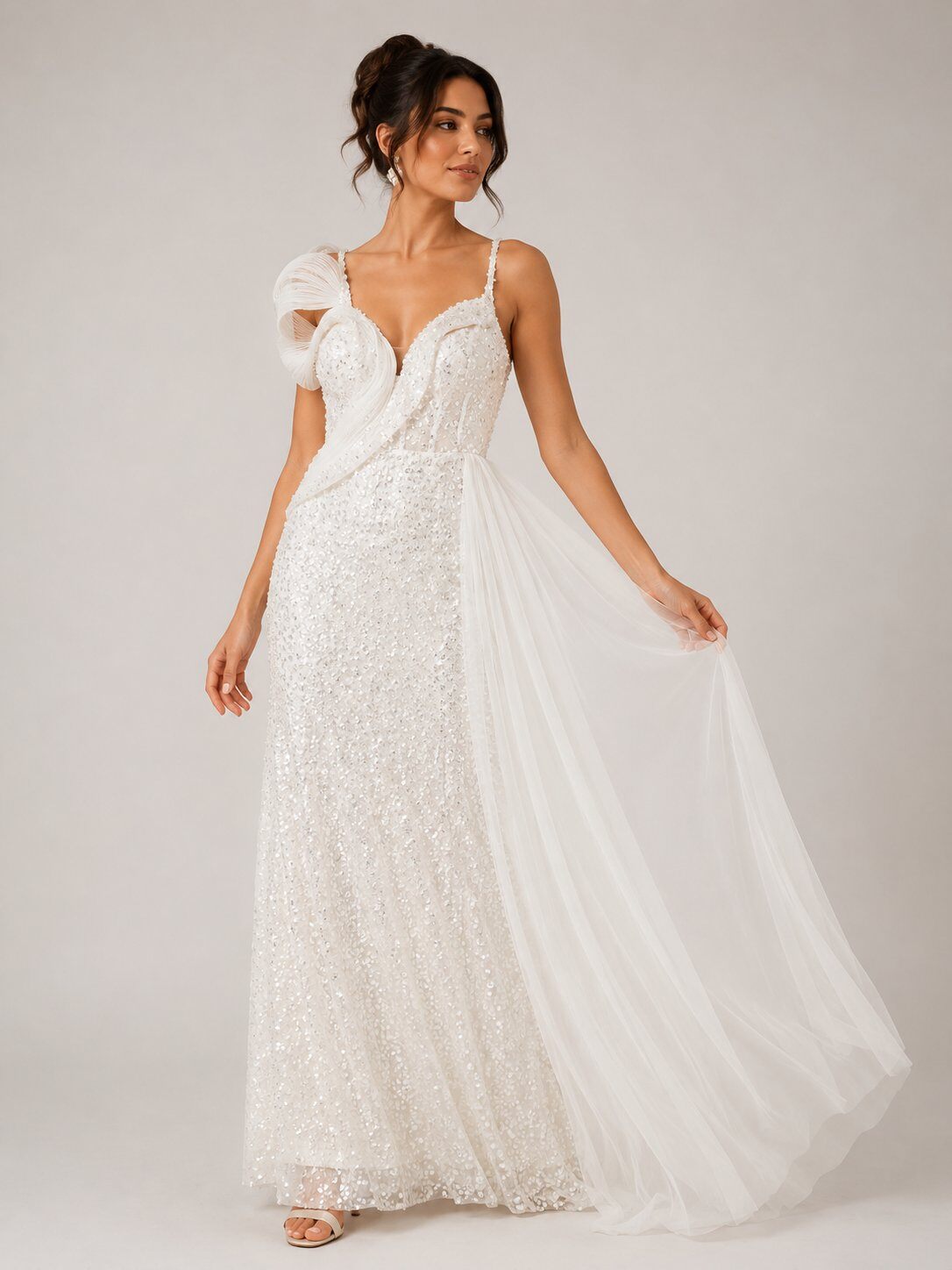 Wholesaler Lautinel - Evening dress with fine strap sequins