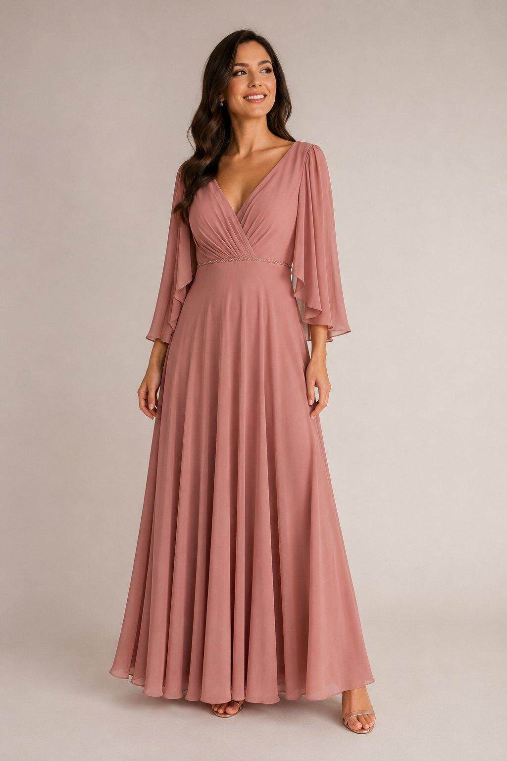 Grossiste Lautinel - Robe longue de soirée à manches