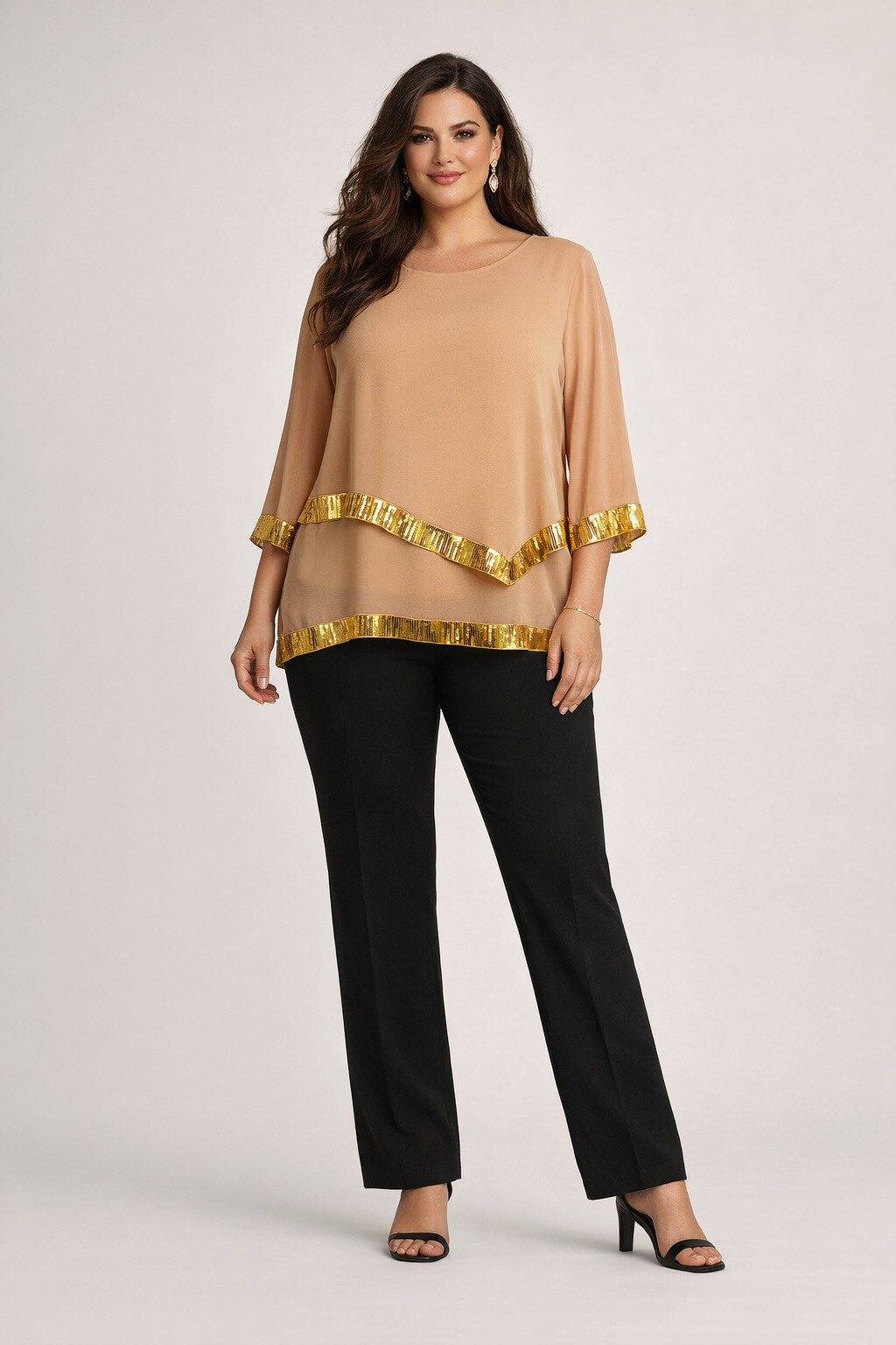 Wholesaler Lautinel - Plus size top with sequin detail