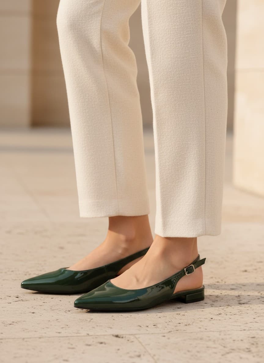 Wholesaler La Bottine souriante - Women's slingback ballet flats, pointed toe, back strap, and low heel