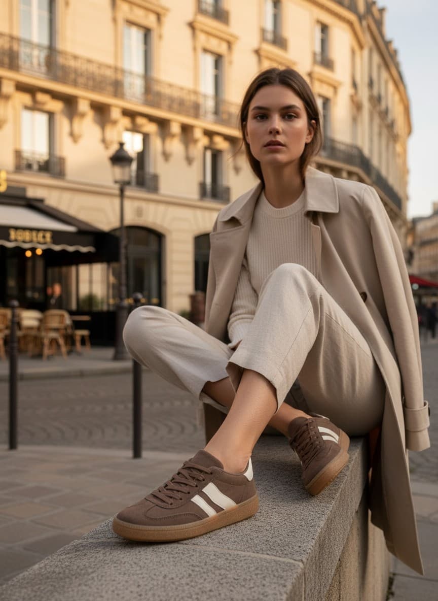 Wholesaler La Bottine souriante - Suede lace-up sneakers