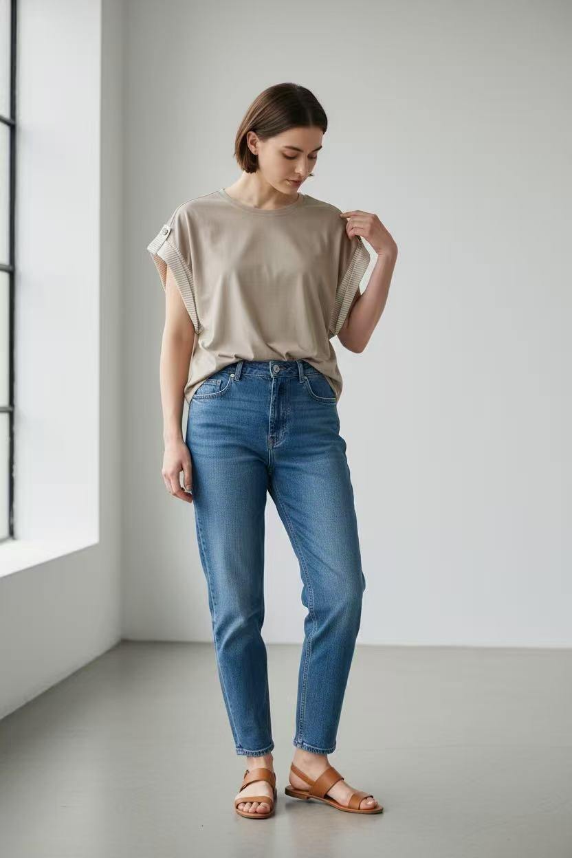 Bluza din in si bumbac Le Jardin du Lin E24-65 Bej