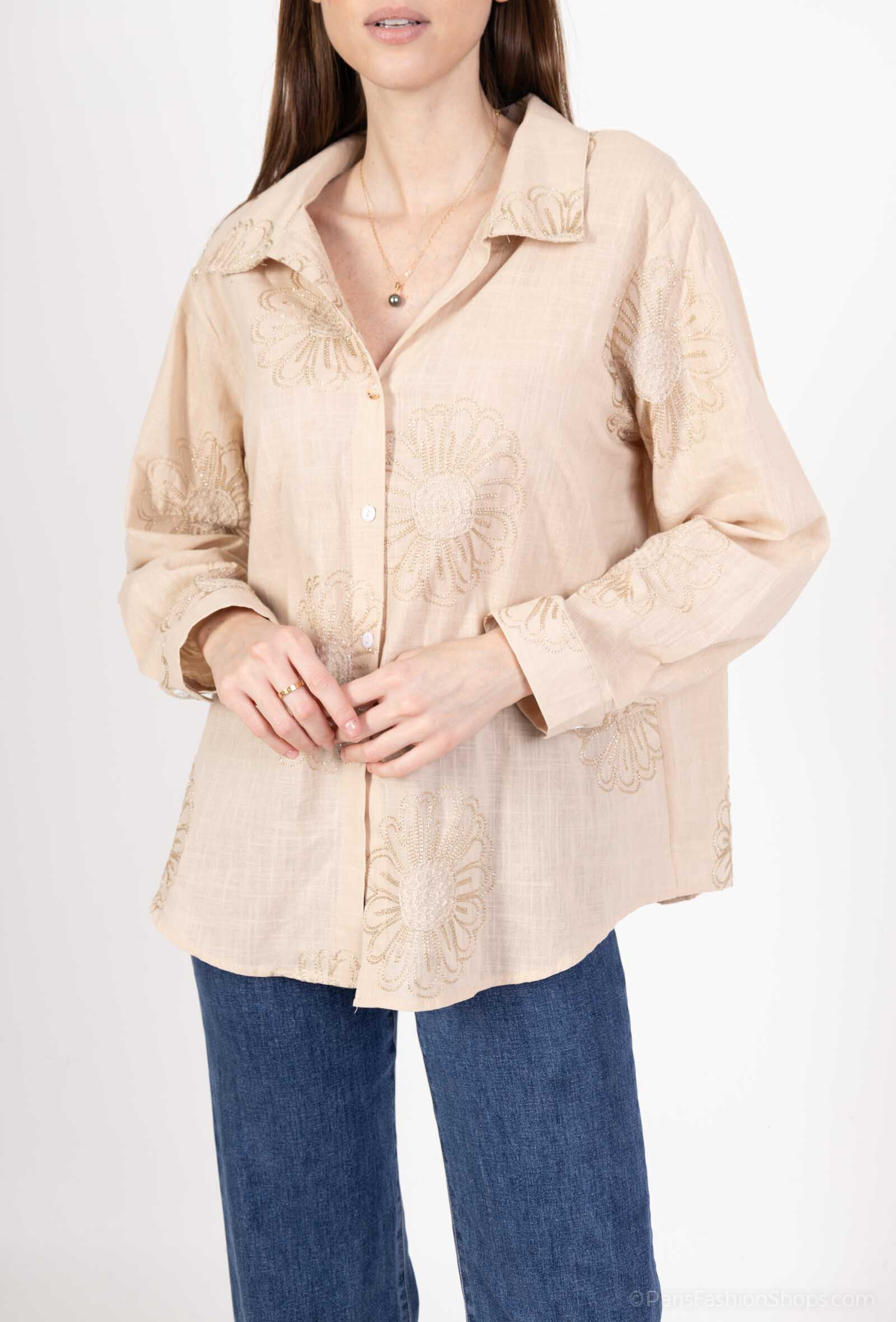 Wholesaler Léa-J - Flower embroidered shirt
