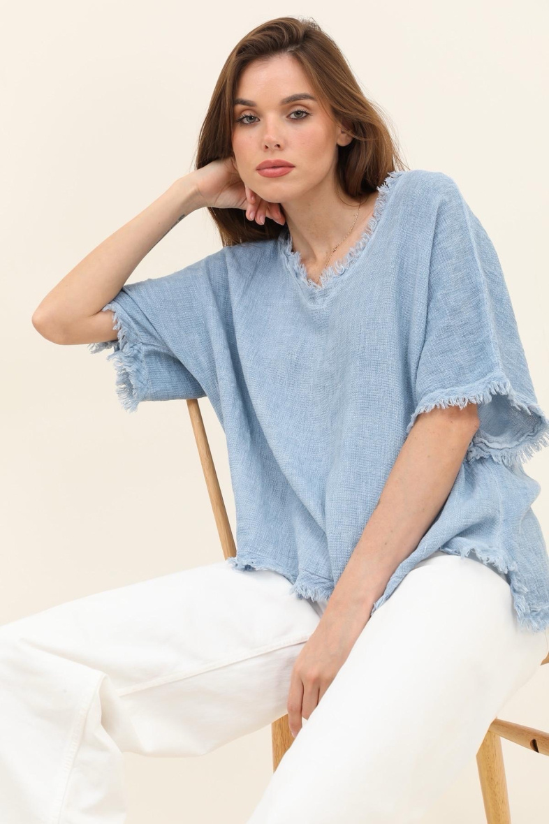 Grossiste Léa & Luc - Blouse mix lin et coton