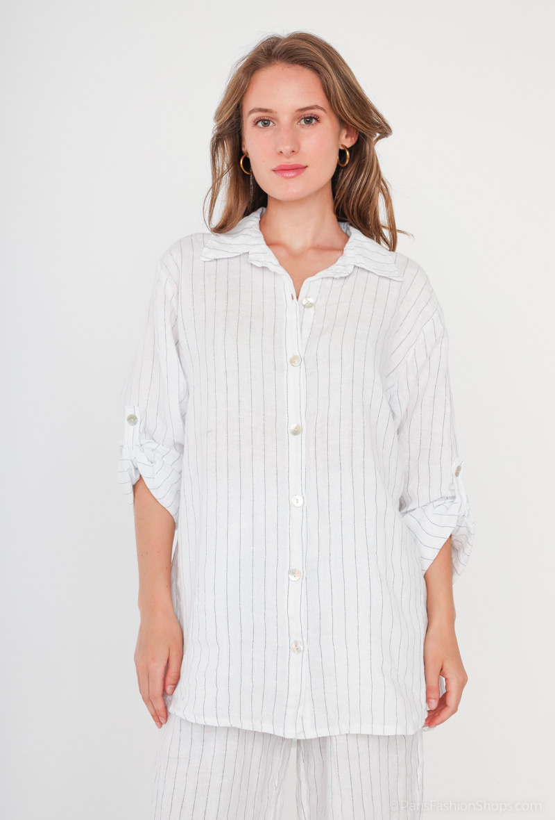Grossiste Léa & Luc - Chemise en lin rayé