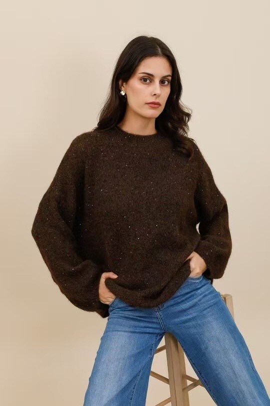 Wholesaler Léa & Luc - Oversized knit sweater with sequins
