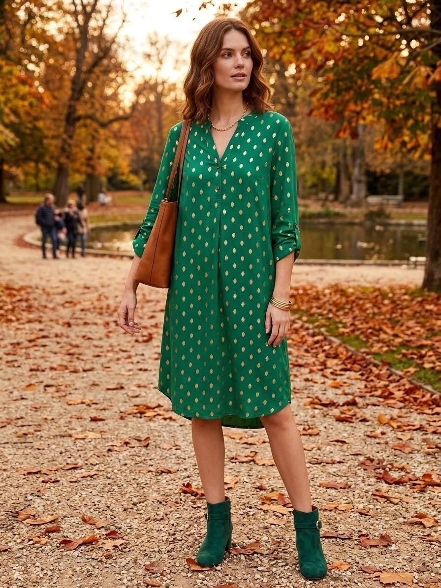 dark green tunic dress Enchanting long-sleeve fantasy female tunic
