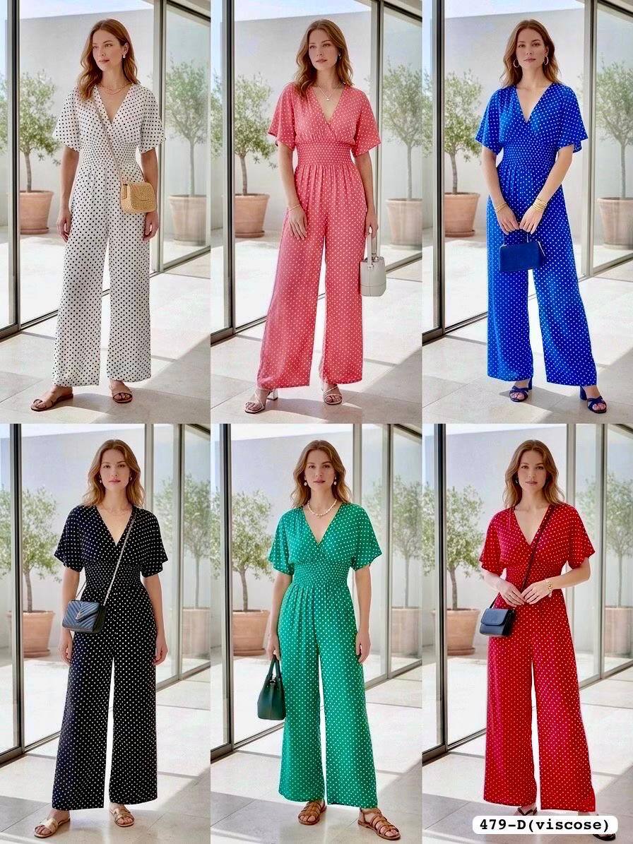 Grossiste Leana Mode - Combinaison à petits pois en viscose