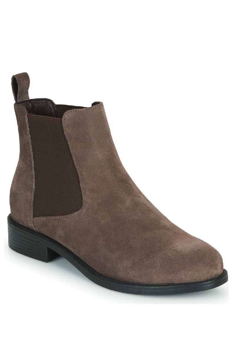 Wholesaler LEATHER COLLECTION - F50979 taupe leather nubuck boots