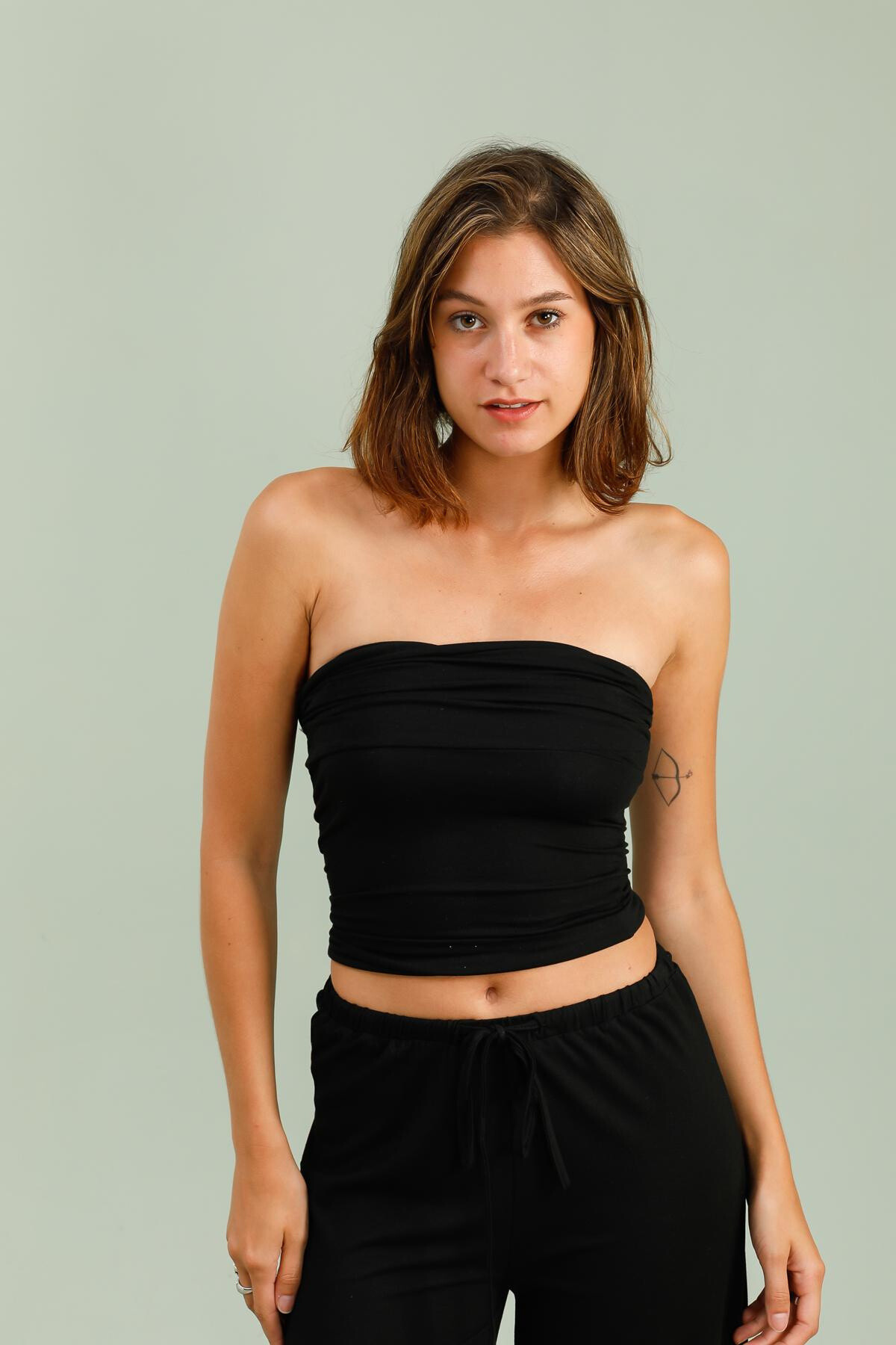 Grossiste Les amoureuses - Top bandeau froncé en viscose stretch