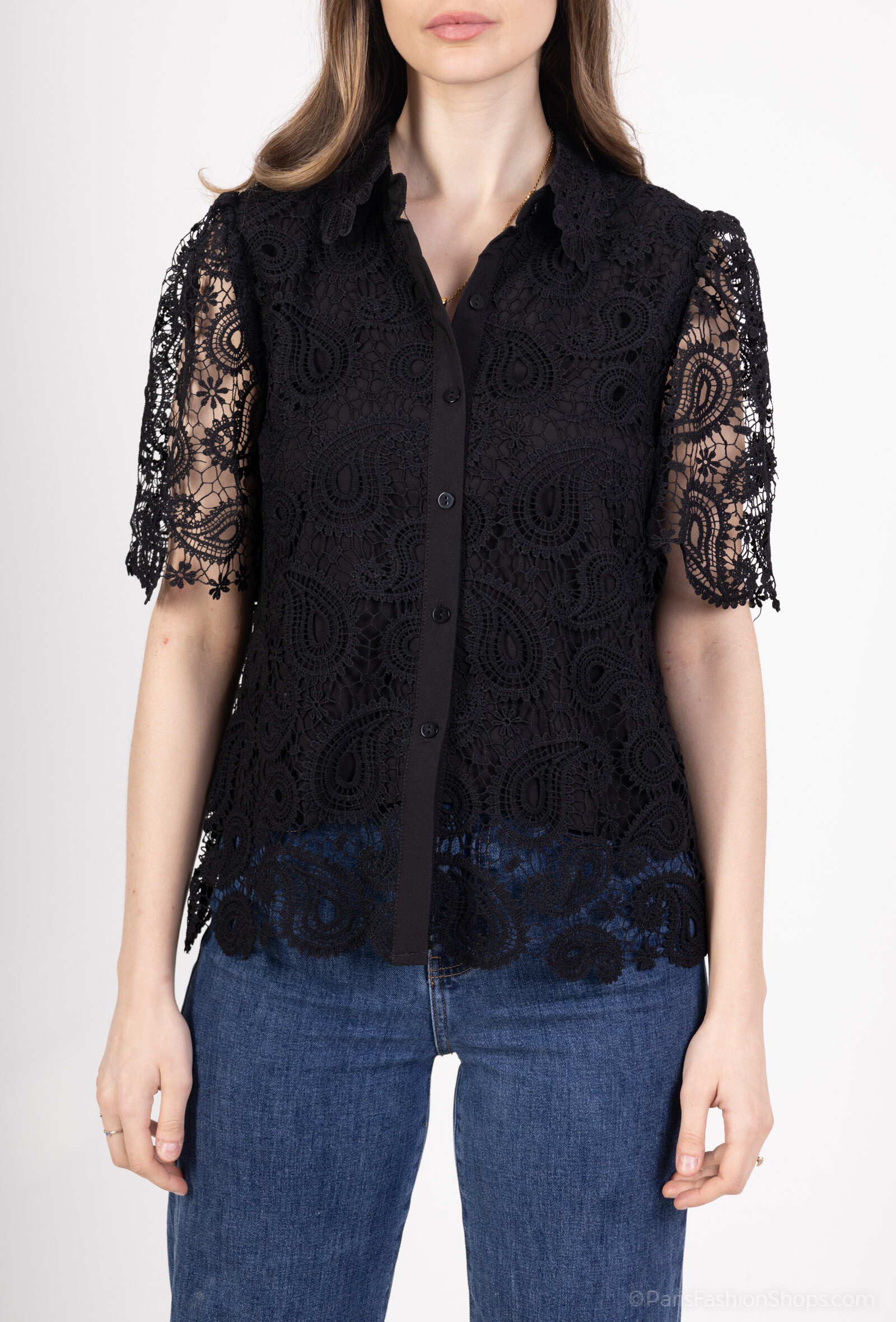Wholesaler Les Bonnes Copines - Lace short lace buttoned blouse
