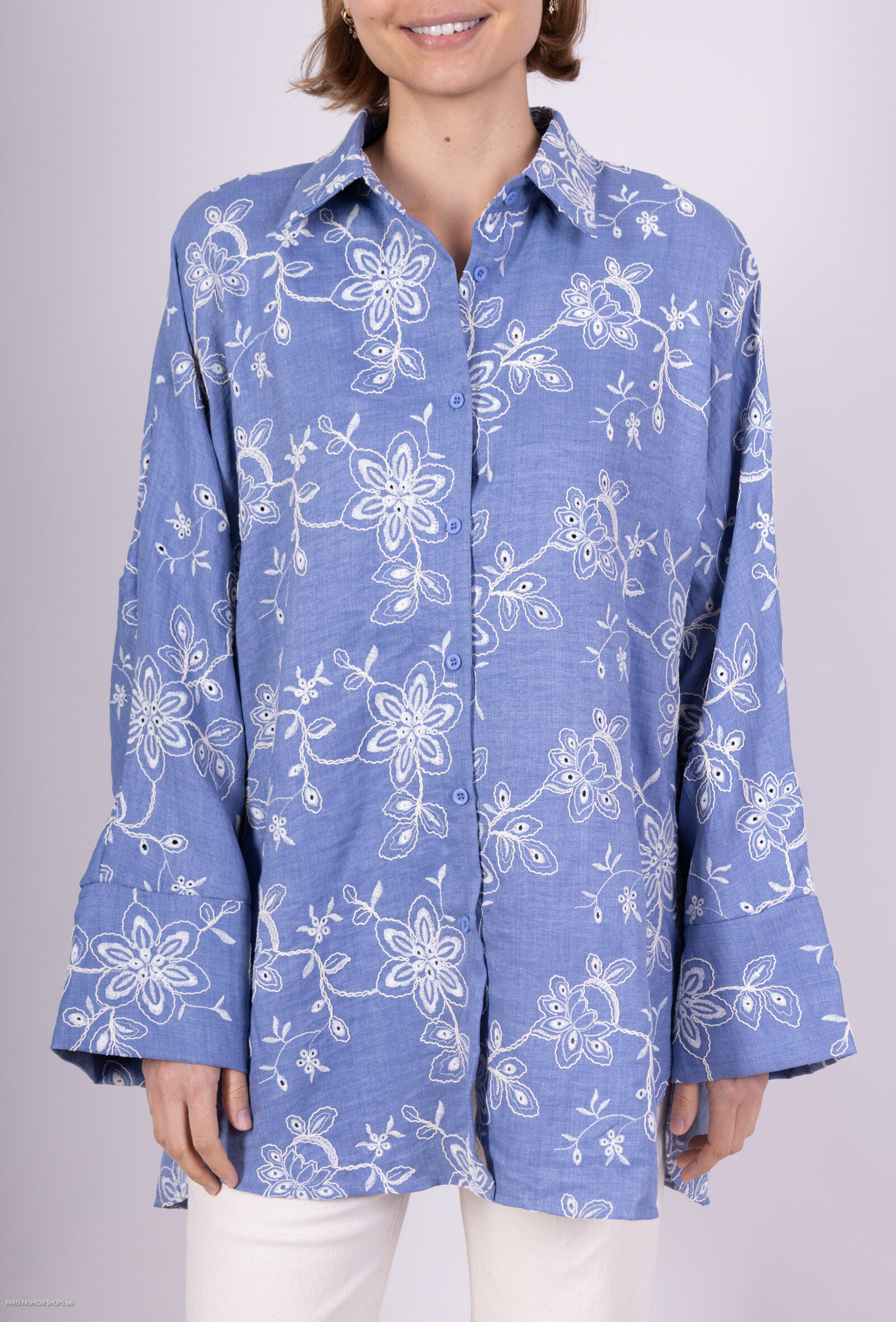 Grossista Les Bonnes Copines - Camicia ricamata da fiori