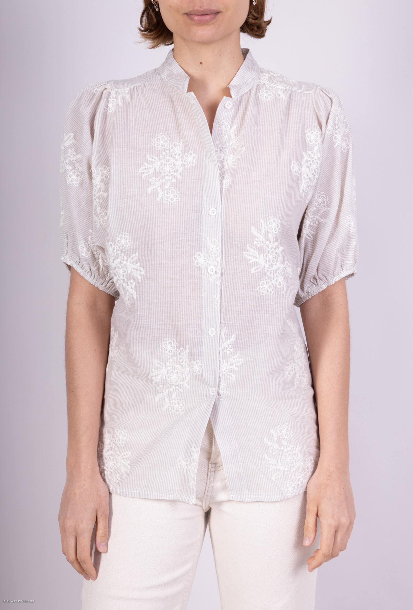 Wholesaler Les Bonnes Copines - Short sleeve embroidered shirt