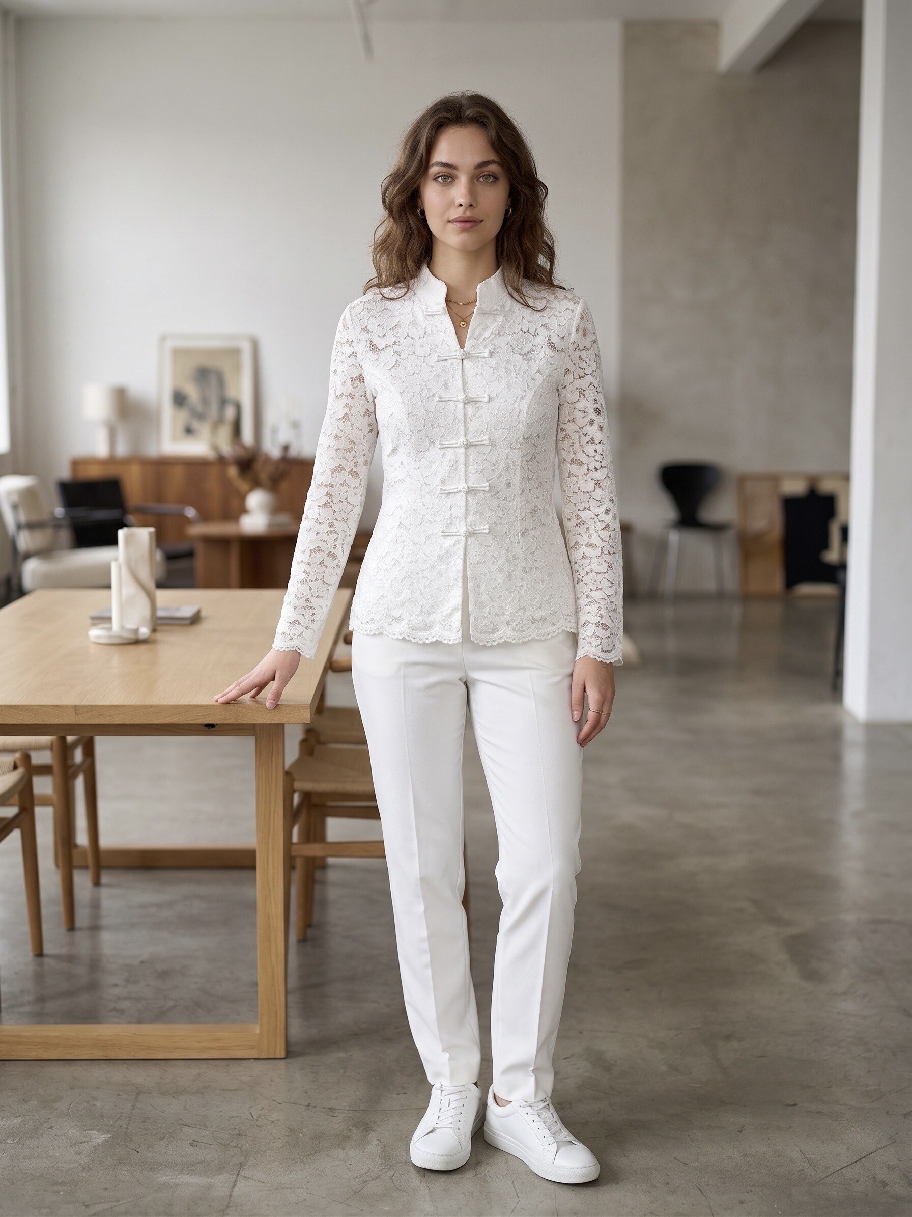 Mayorista Les Bonnes Copines - Blusa Elegante de Encaje Blanco