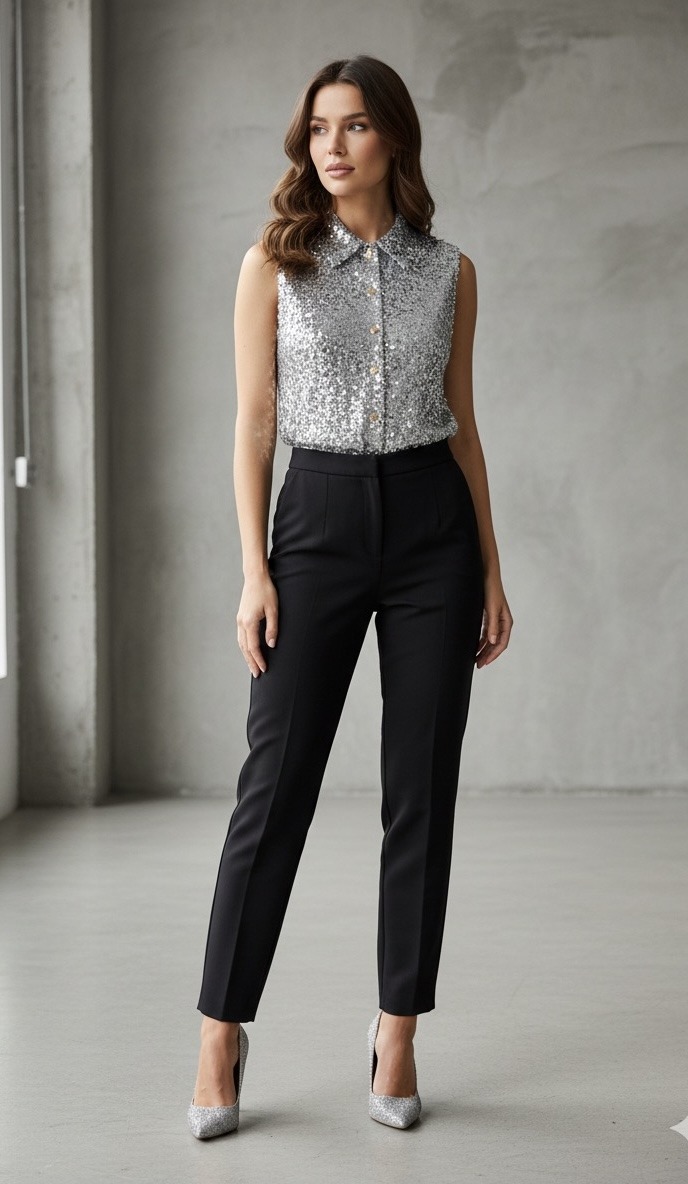 Wholesaler Les Bonnes Copines - Silver sequin sleeveless shirt