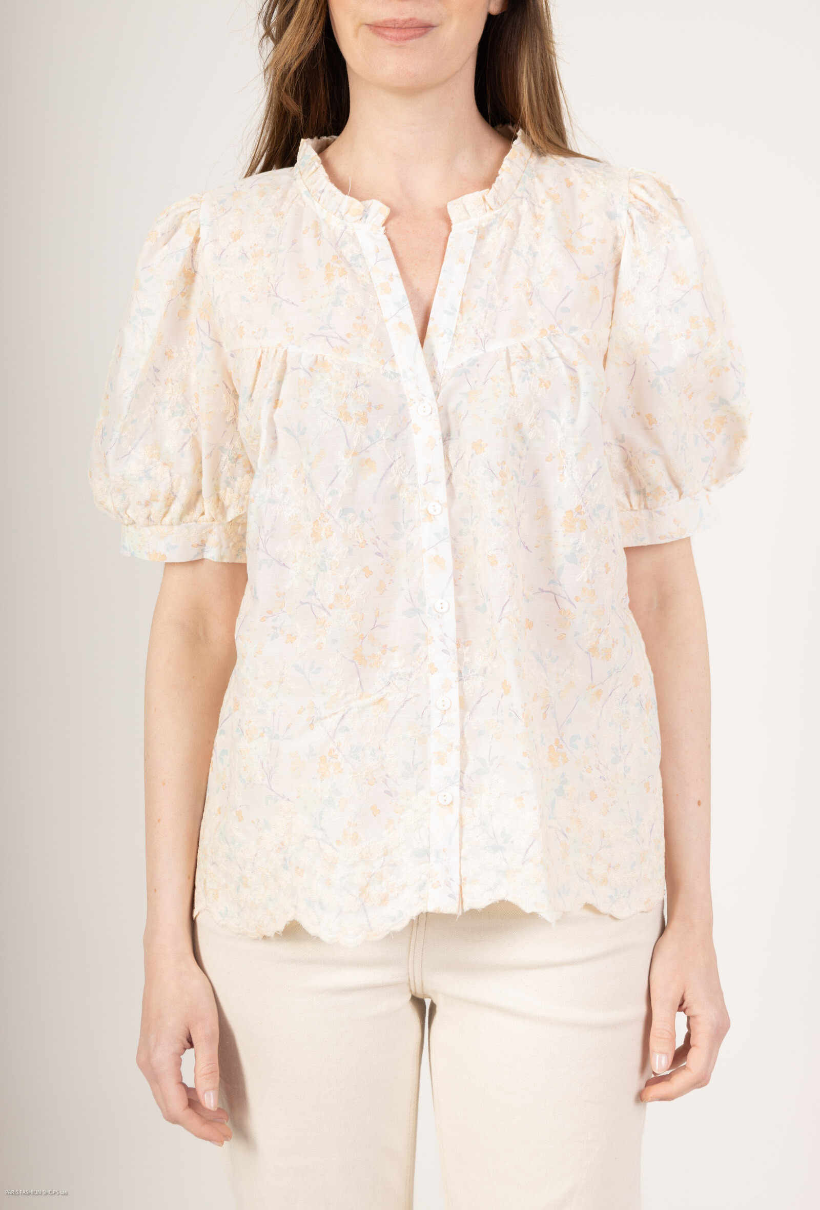 Wholesaler Les Bonnes Copines - Striped shirt, with belt and v -neck