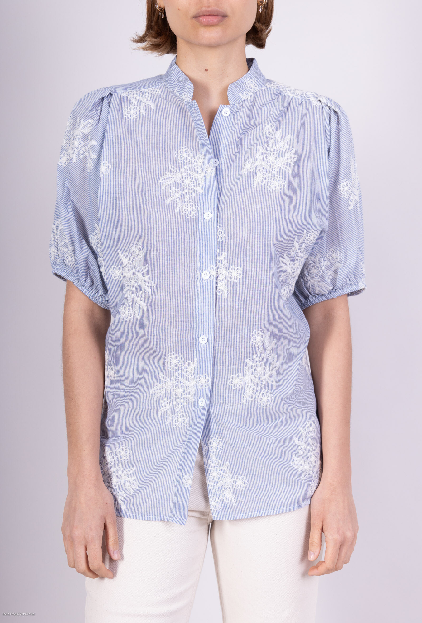 Wholesaler Les Bonnes Copines - Short sleeve embroidered shirt
