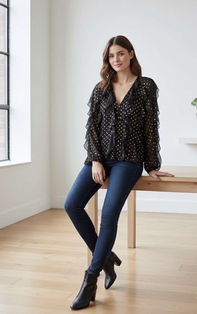 Grossiste Les Bonnes Copines - Chemise plumetis à volants