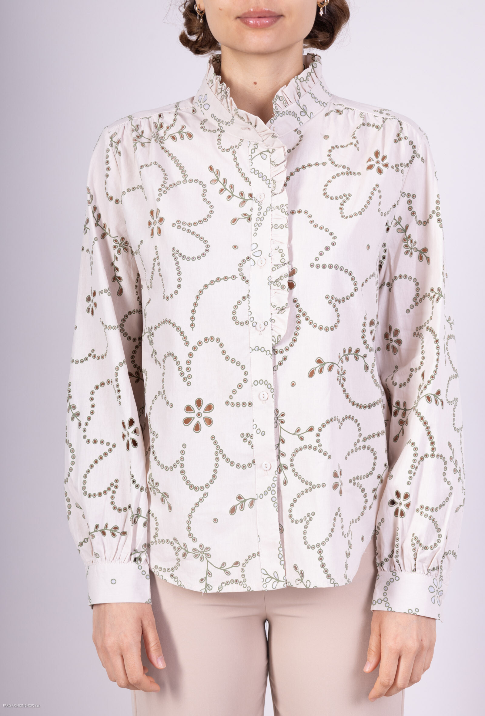 Wholesaler Les Bonnes Copines - Flower pattern embroidered shirt