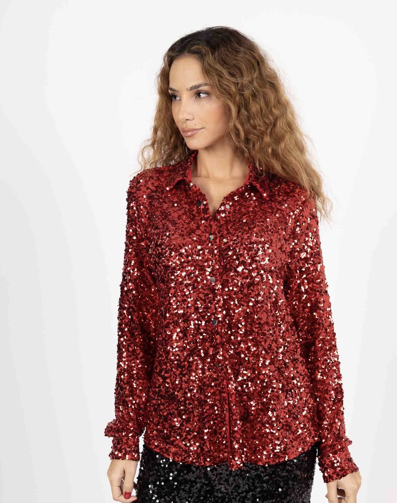 Wholesaler Les Bonnes Copines - Red Sequin Shirt