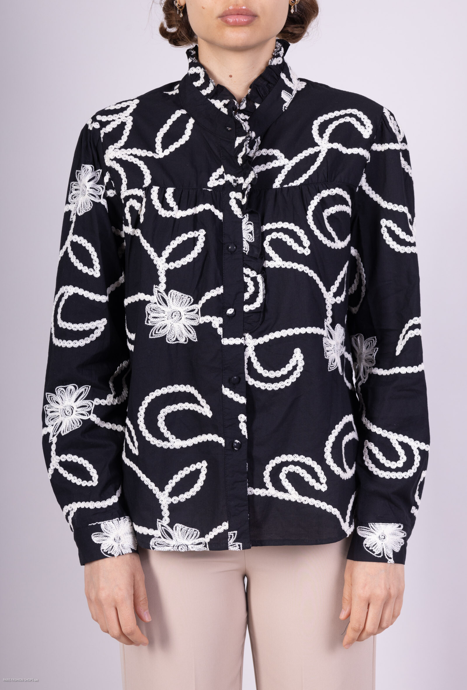 Mayorista Les Bonnes Copines - Camisa bordada de patrón de flores