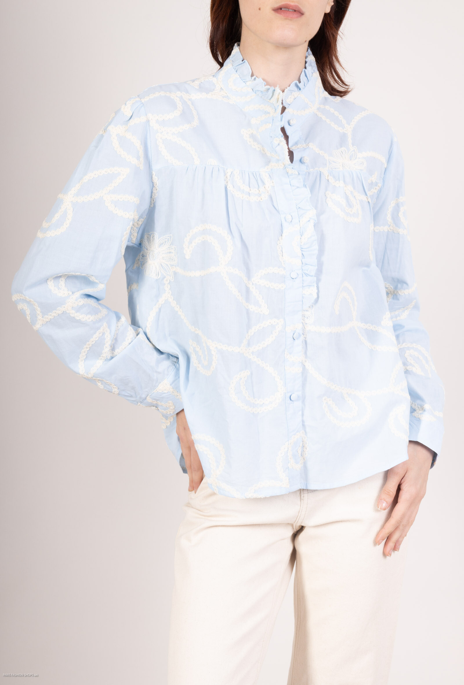 Grossista Les Bonnes Copines - Camicia ricamata da fiori