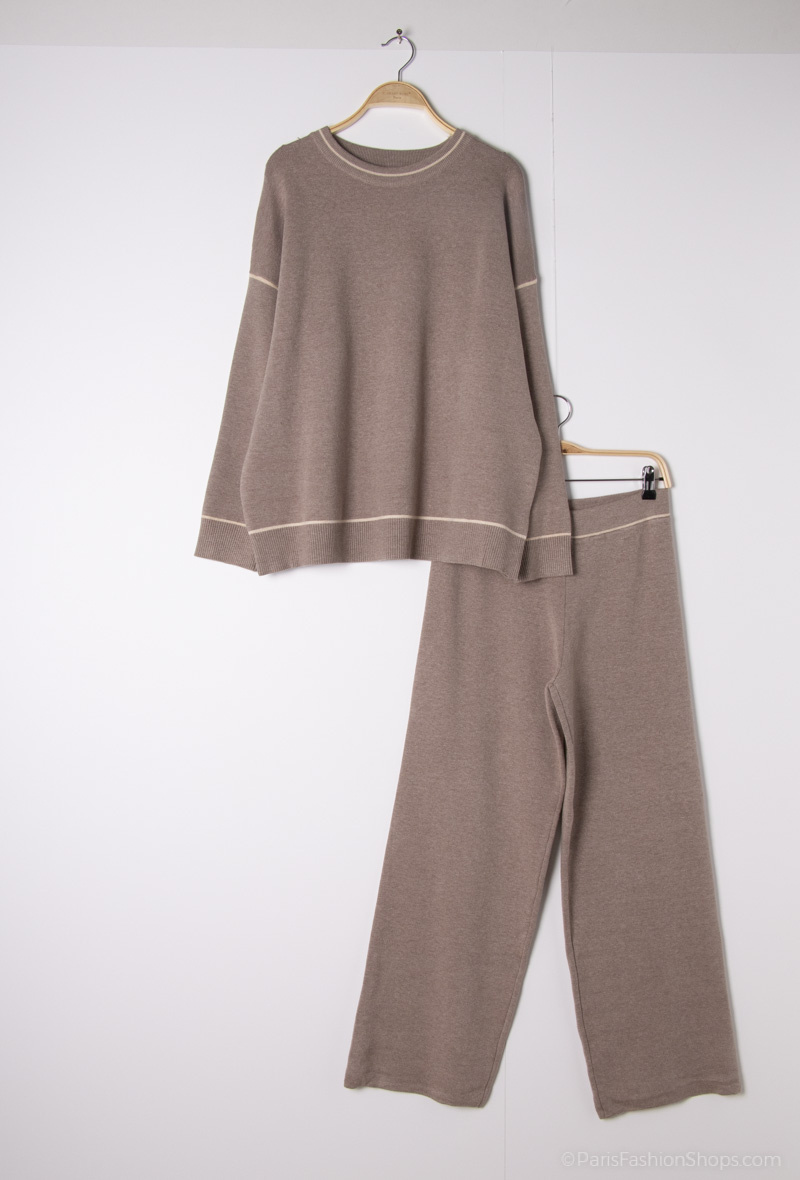 Grossiste Les Bonnes Copines - Ensemble maille pull marinière pantalon