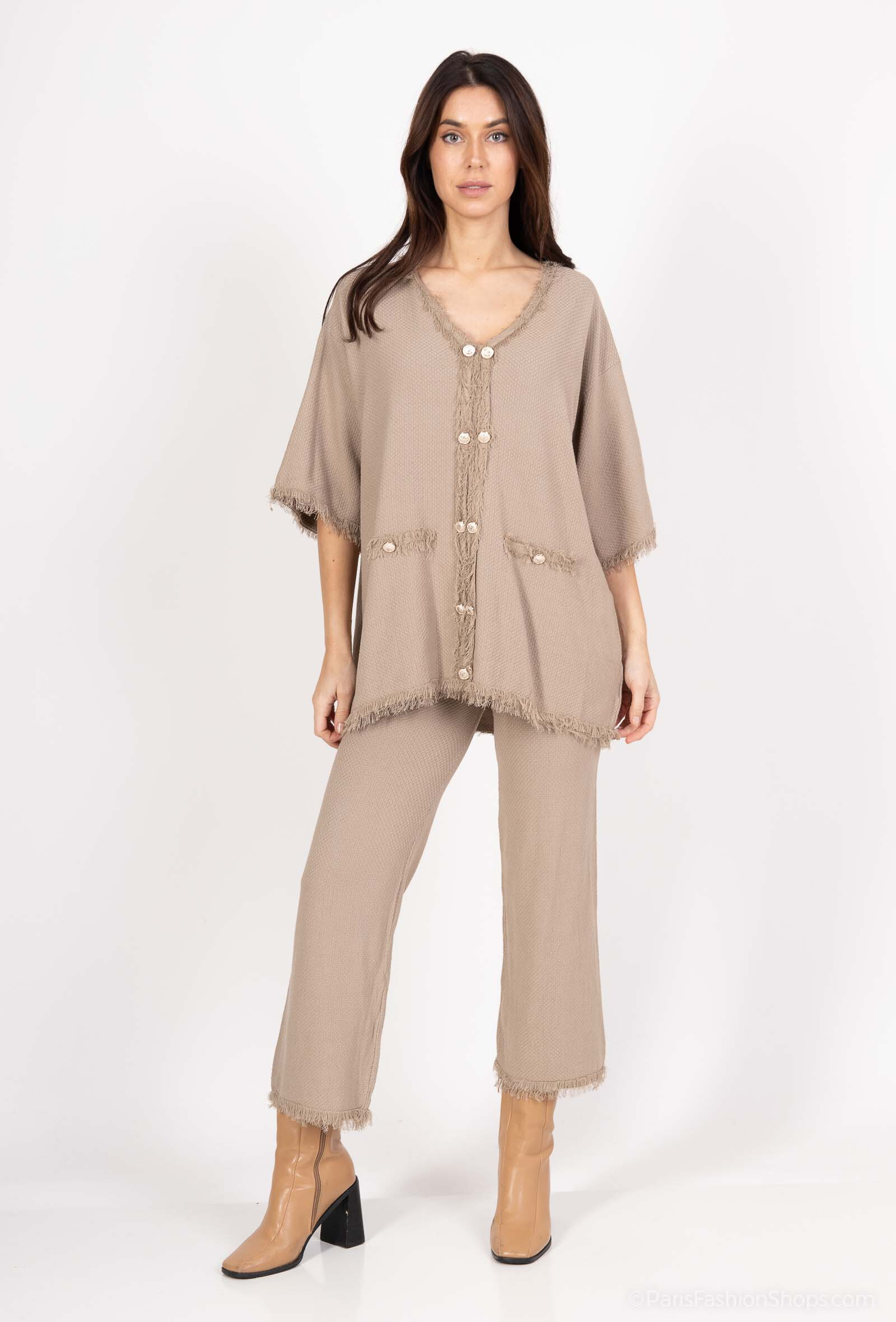 Grossiste Les Bonnes Copines - Ensemble maille pull et pantalon
