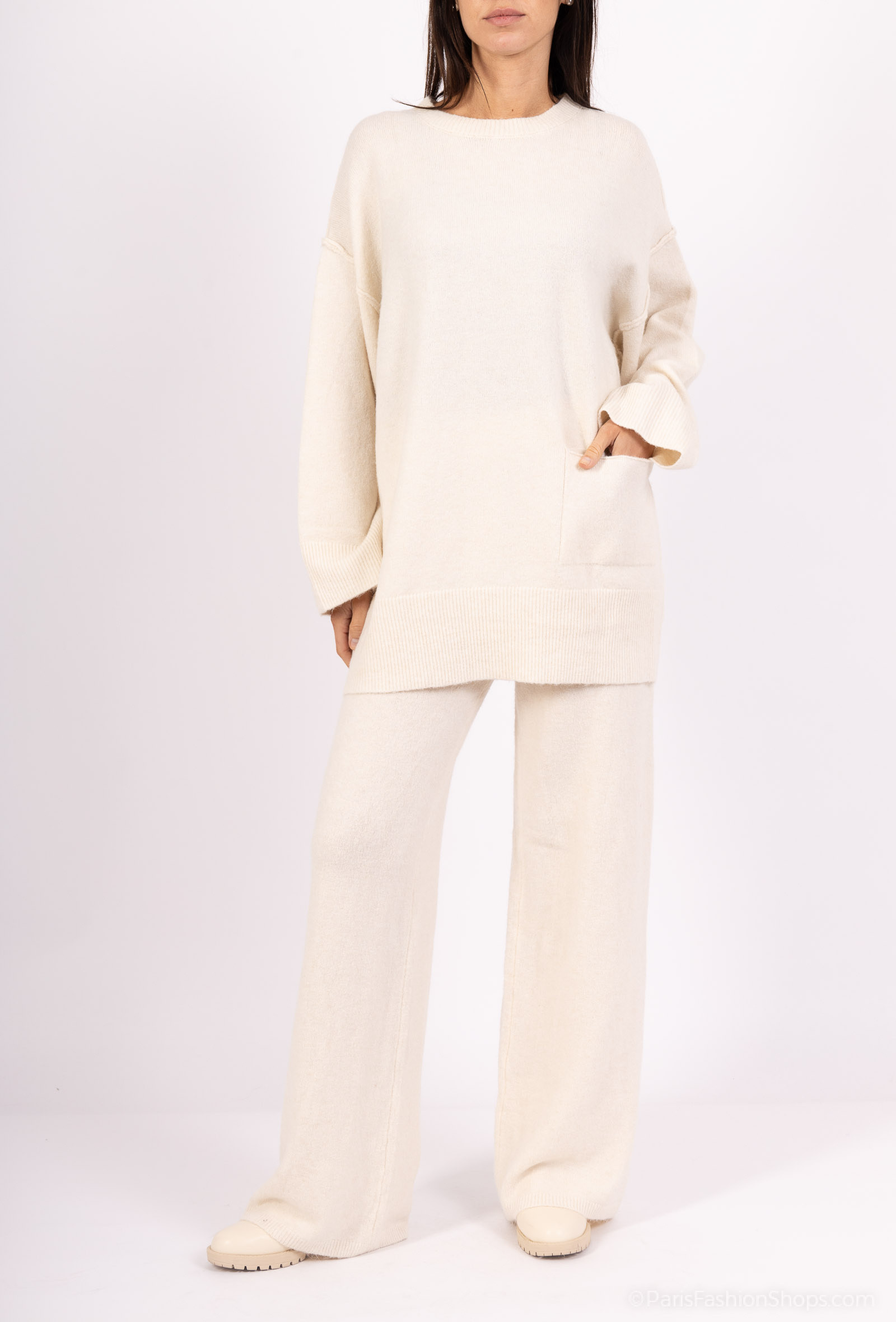 Grossiste Les Bonnes Copines - Ensemble pull maille et pantalon