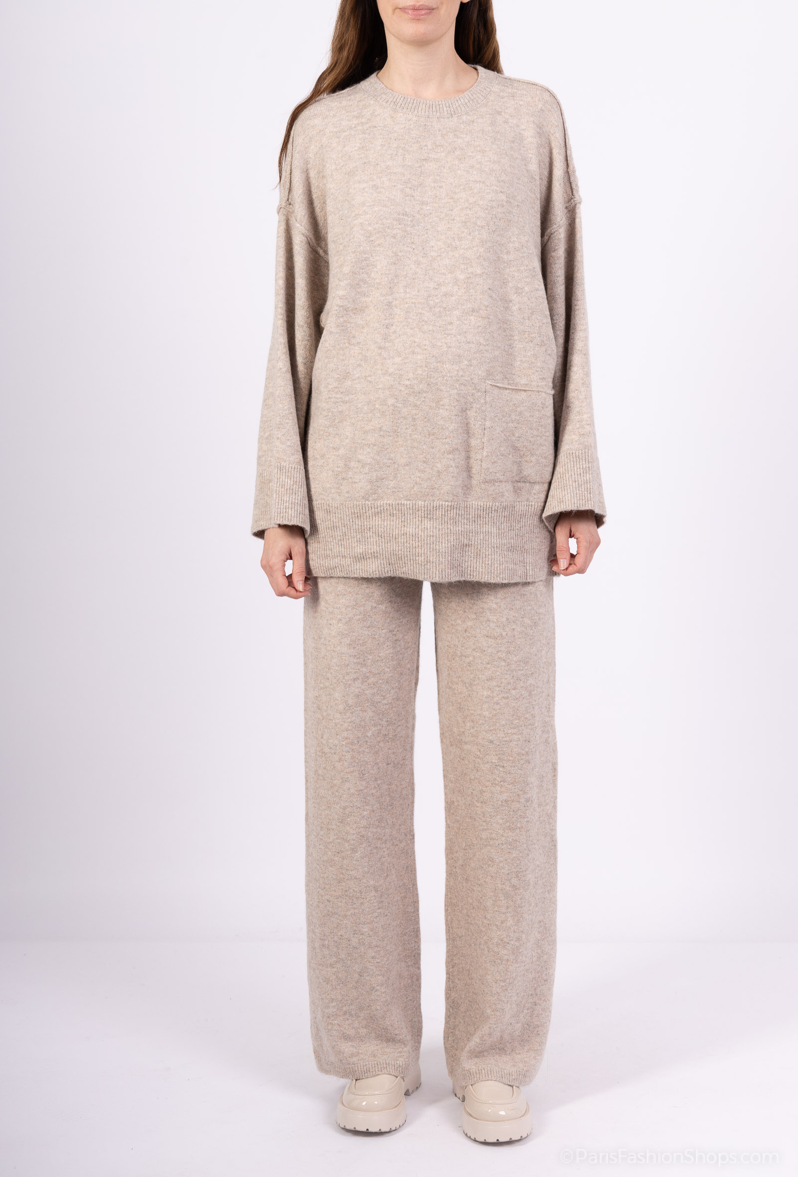 Grossiste Les Bonnes Copines - Ensemble pull maille et pantalon