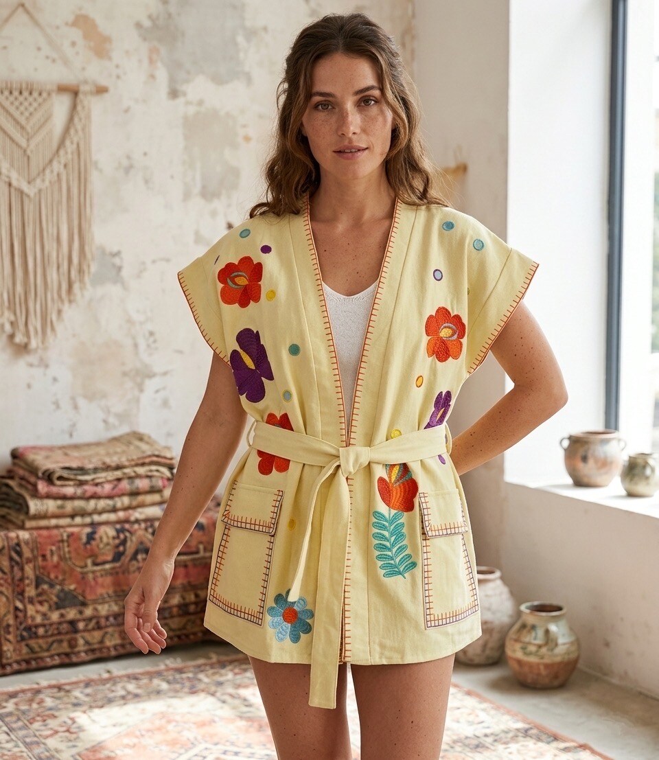 Wholesaler Les Bonnes Copines - Bohemian Embroidered Vest – Floral Edition