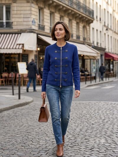 Grossiste Les Bonnes Copines - Gilet Chic à Détails Militaires Grossiste Les Bonnes Copines - Gilet Chic à Détails Militaires