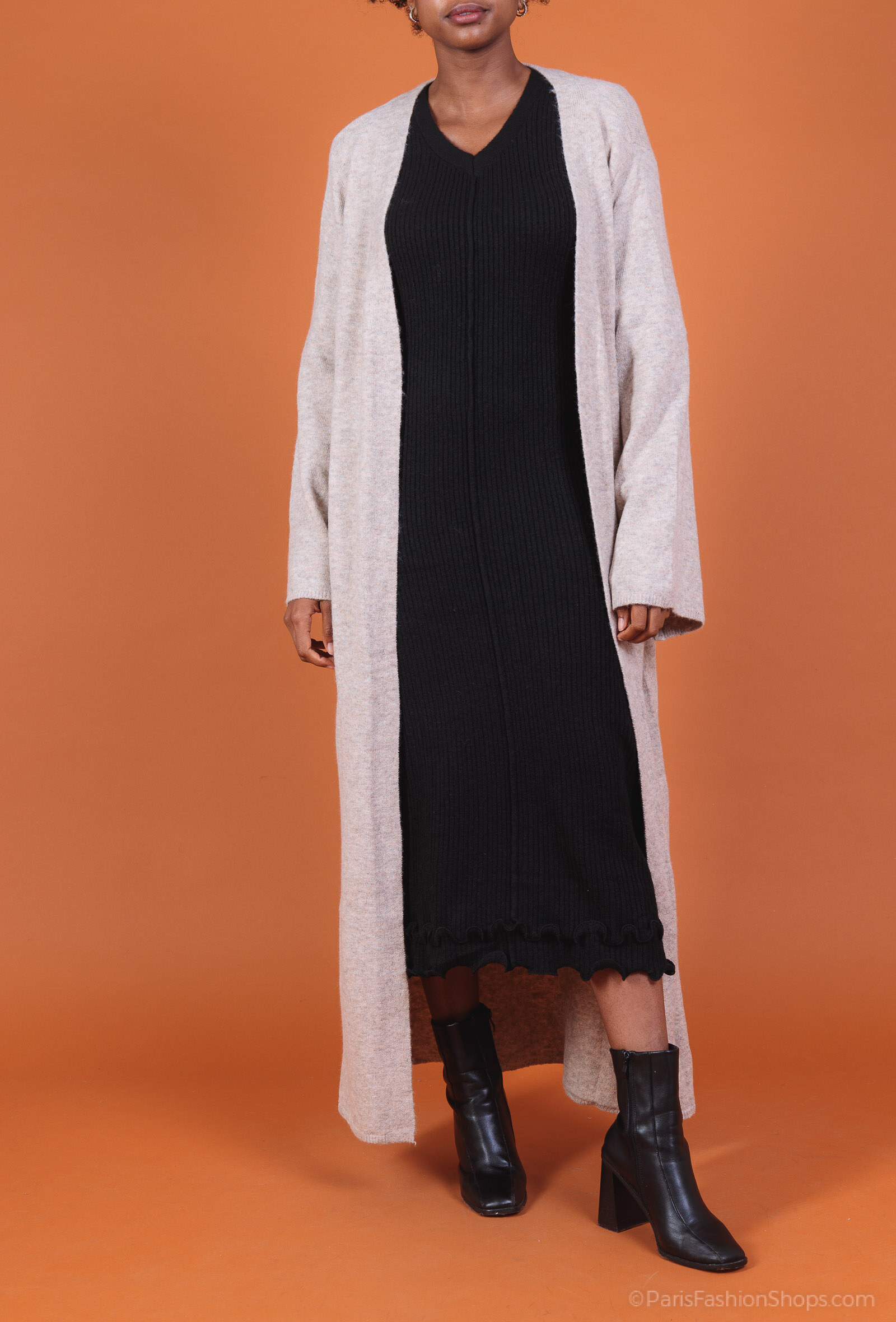 Grossiste Les Bonnes Copines - Gilet Long en Maille ouvert