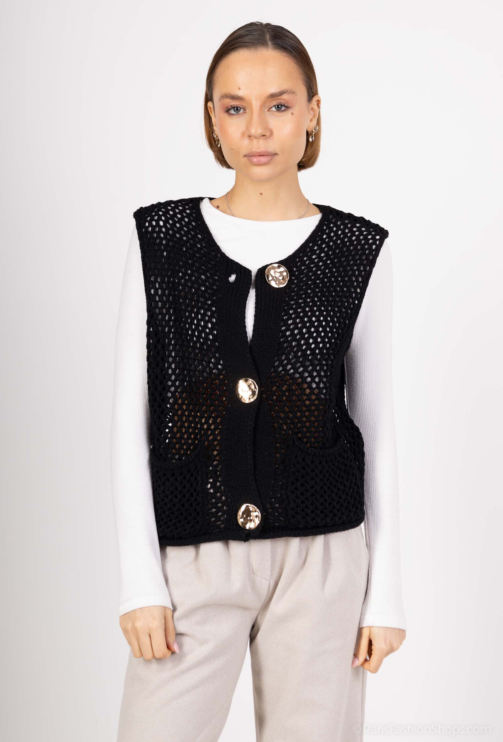 Grossista Les Bonnes Copines - Gilet in maglia senza maniche con bottoni