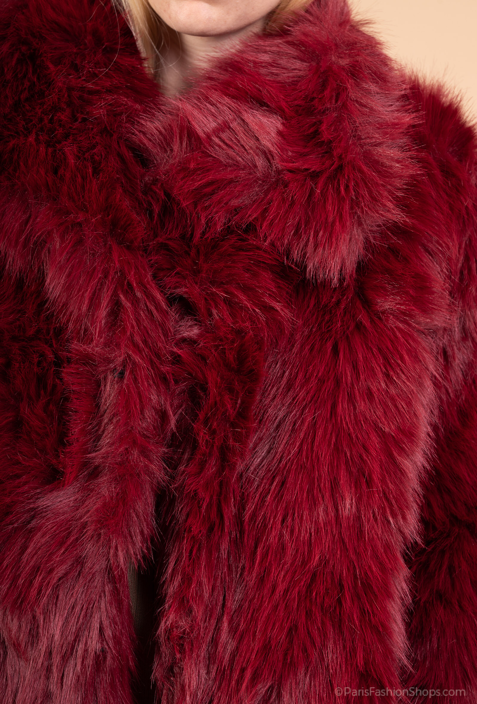 Manteau Long Boden Femme Taille 12 - Bordeaux - Fausse Fourrure Douce Style Ours En Peluche